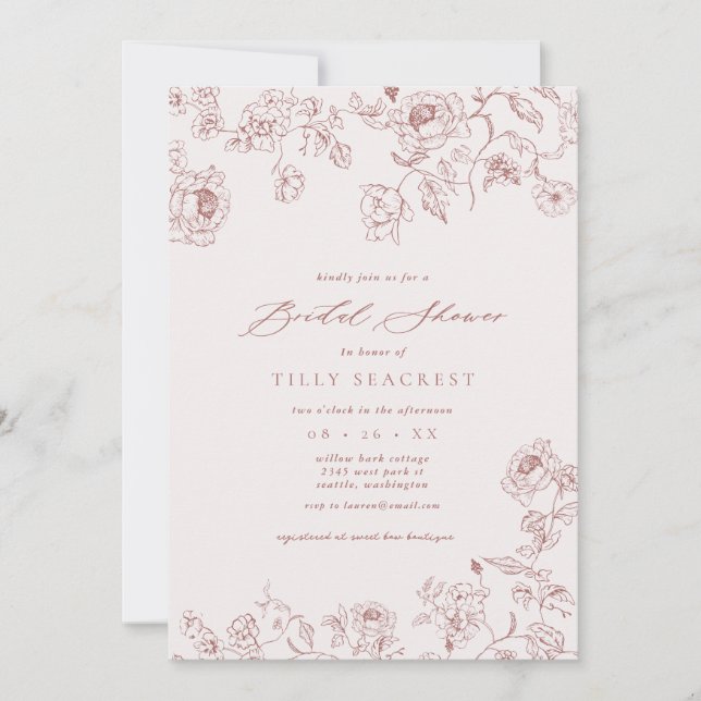 Copper Rose Bridal Shower Party Invitation (Front)