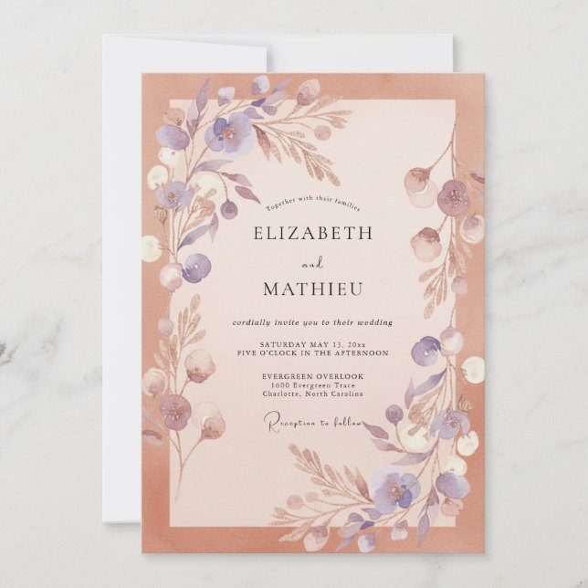 Copper Rose Ethereal Romantic Wedding Invitation (Front)