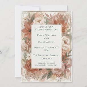 Copper Rose Floral Wedding Invitation