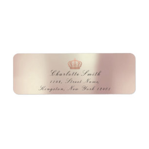 Copper Rose Glitter RSVP Crown Princess Bridal Return Address Label