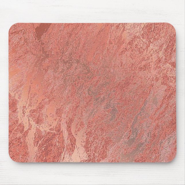 Copper Rose Gold Coral Stone Blush Marble Mouse Pad (Front)