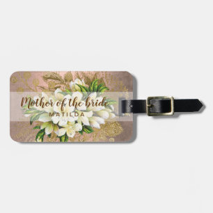 Copper rose gold floral mother of the bride luggage tag