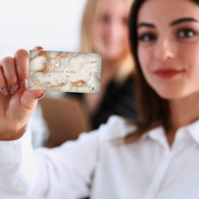 Copper Rose Gold Grey Marble Glam Vip Business Card (Creator Uploaded)