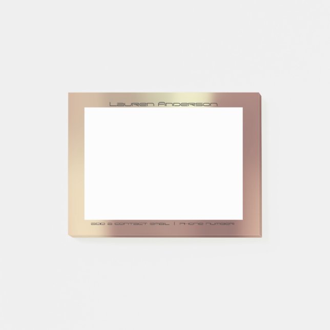 Copper Rose Gold Office Custom Personalised Post-it Notes (Front)