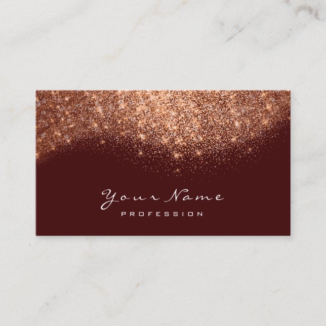 Copper Rose Maroon Glitter Makeup Artist Lashes Business Card (Front)