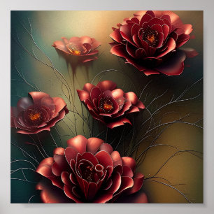 Copper roses bunch poster