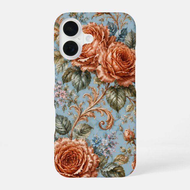 Copper Roses Vintage Botanical Floral Phone Case (Back)
