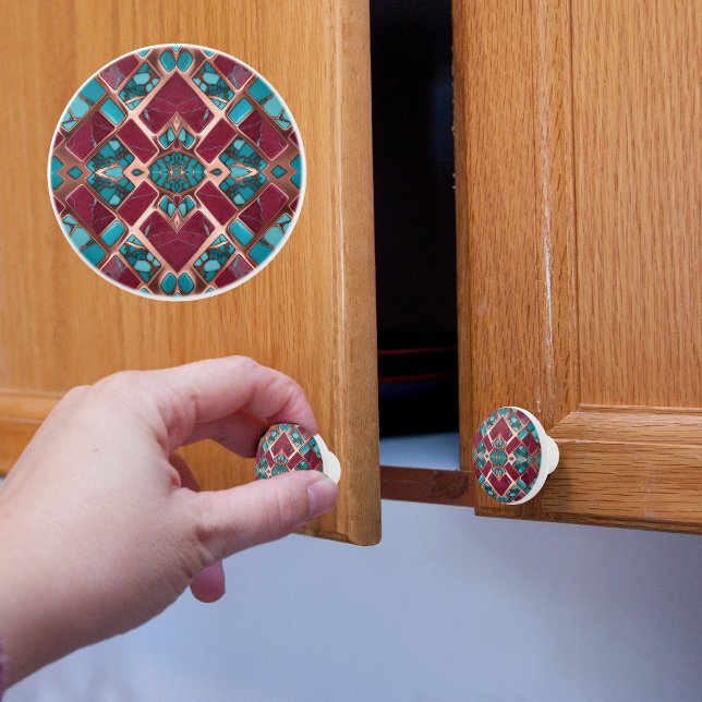 Copper Ruby and Turquoise Ceramic Knob (Creator Uploaded)
