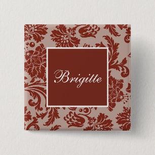 Copper rust damask custom wedding 15 cm square badge