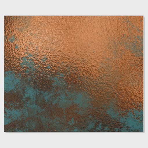 Copper Rust Teal Patina Metallic Honey Abstract Wrapping Paper | Zazzle