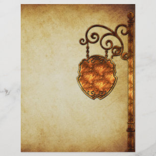 Copper Rustic Old Fashioned Sign Scrapbook Paper