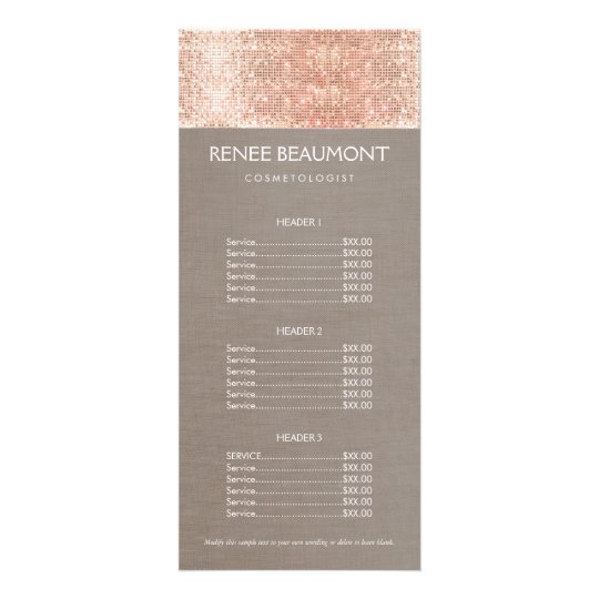 Copper Sequins Hairstylist Hair Salon Price Menu Zazzle Com Au
