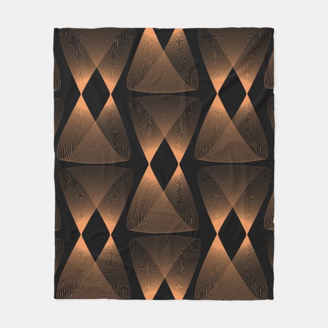 Copper shades, abstract linear tile fleece blanket (Front)