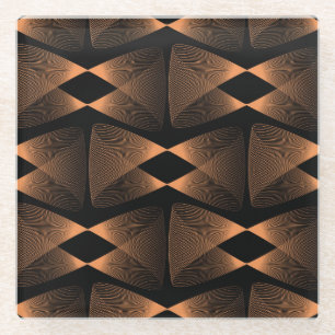 Copper shades, abstract linear tile glass coaster