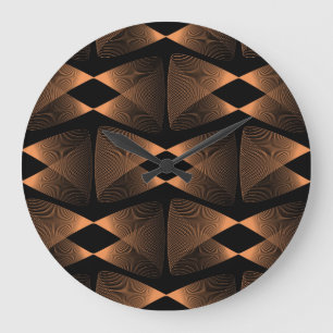Copper shades, abstract linear tile large clock