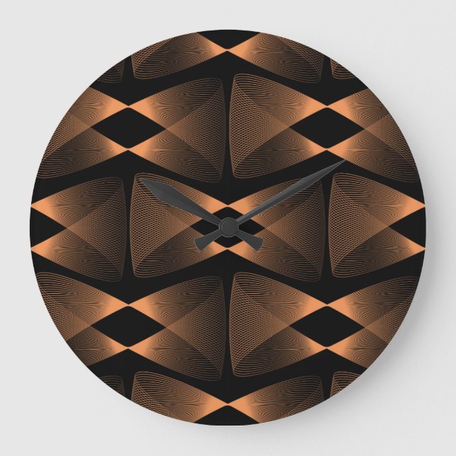 Copper shades, abstract linear tile large clock (Front)
