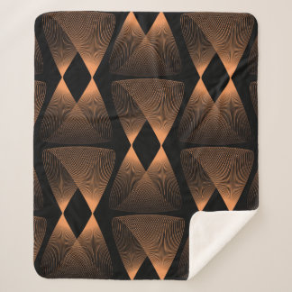 Copper shades, abstract linear tile sherpa blanket