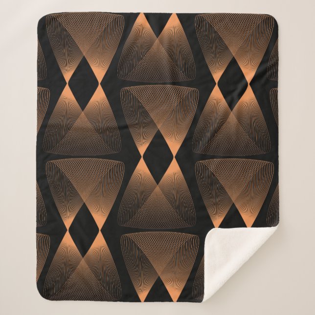 Copper shades, abstract linear tile sherpa blanket (Front)