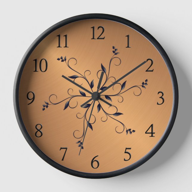 Copper Shine Black Numbers and Accents Clock (Front)