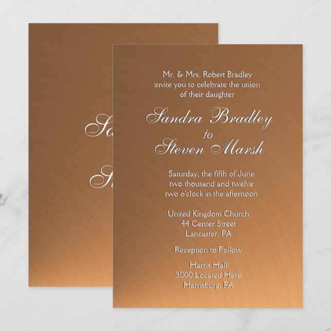 Copper Shine Wedding Invitation (Front/Back)