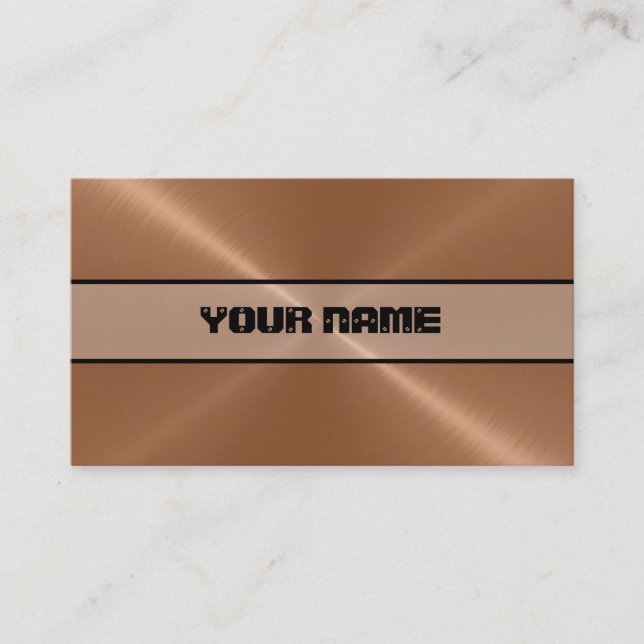 Copper Shiny Stainless Steel Metal #2 Business Card (Front)