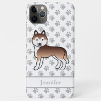 Copper Siberian Husky Cartoon Dog & Name