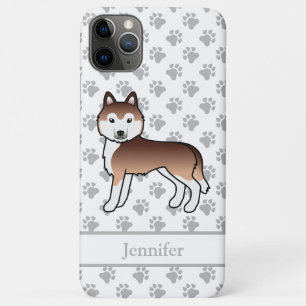 Copper Siberian Husky Cartoon Dog & Name iPhone 11 Pro Max Case