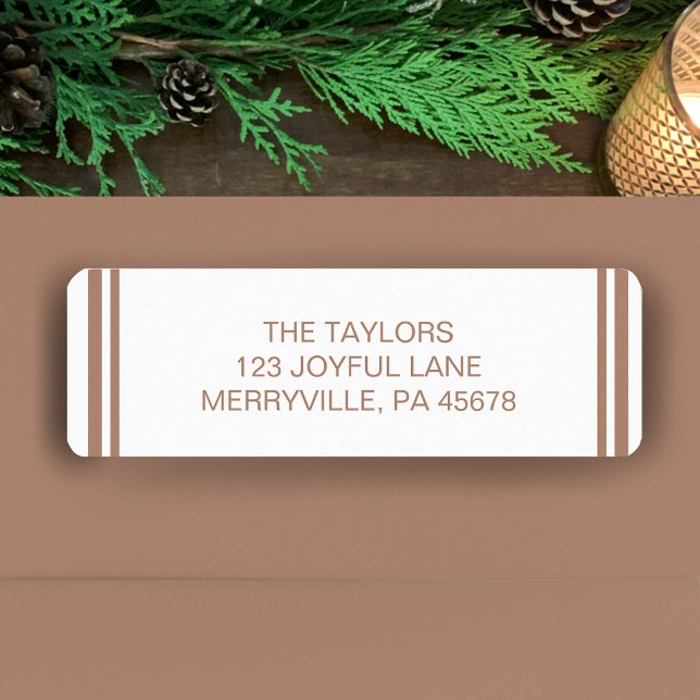 Copper Simple Modern Boho Holiday Return Address Label (Personalize this modern stylish copper return address label.
)