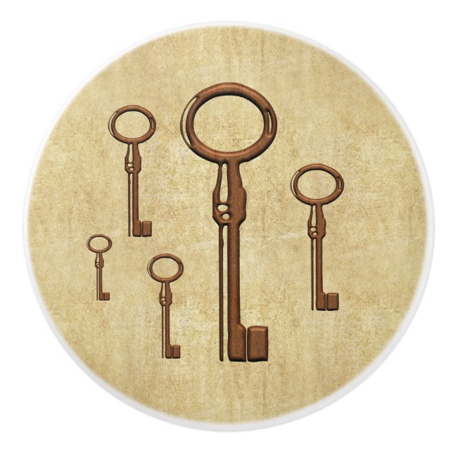 Copper Skeleton Key Knob (Front)