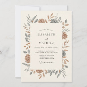 Copper Slate Foliage Eucalyptus Wedding Invitation