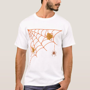 Copper Spiderweb with Autumn Leaves T-Shirt