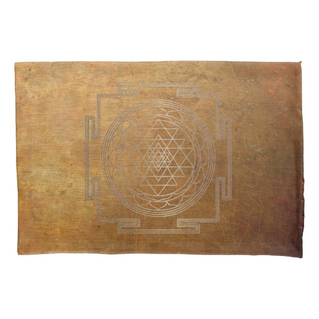 Copper Sri Yantra - Pillow Case (Front)