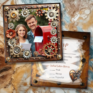 Copper Steampunk Personalised Wedding RSVP Save The Date