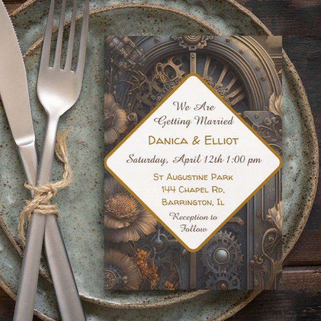 Copper Steampunk Unique Wedding  Invitation (Creator Uploaded)