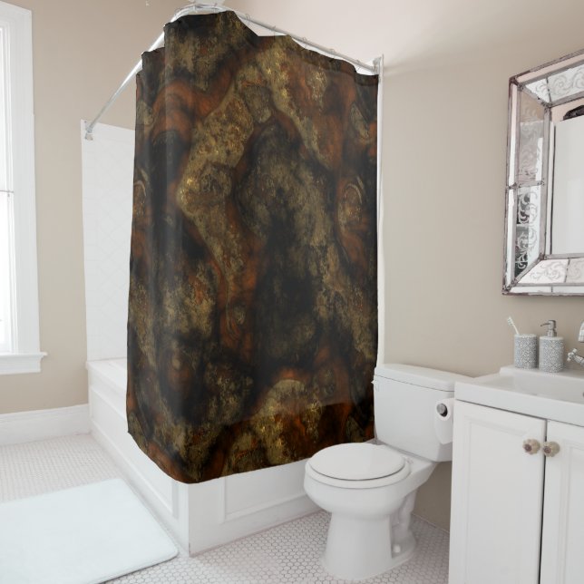 Copper Stone Shower Curtain (In Situ)