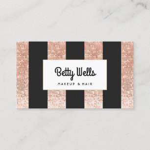 Copper Stripes Sequin Makeup and Hair Stylist Business Card
