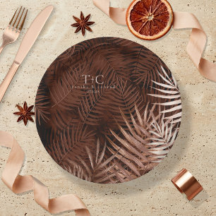 Copper Sunset Palm Leaves ID1323 Paper Plate
