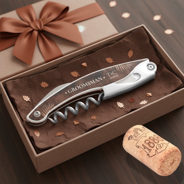 Copper Sunset Palm Leaves Pattern Groomsman ID1323 Corkscrew (Creator Uploaded)