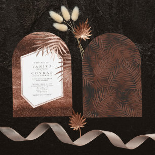 Copper Sunset Palms Wedding Arch ID1323 Invitation