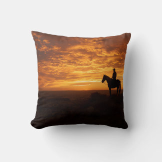 Copper Sunset Warm Tones Cowboy Silhouette Art Cushion