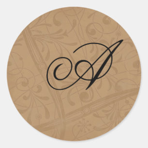 Copper Swirls Monogram Envelope Seals
