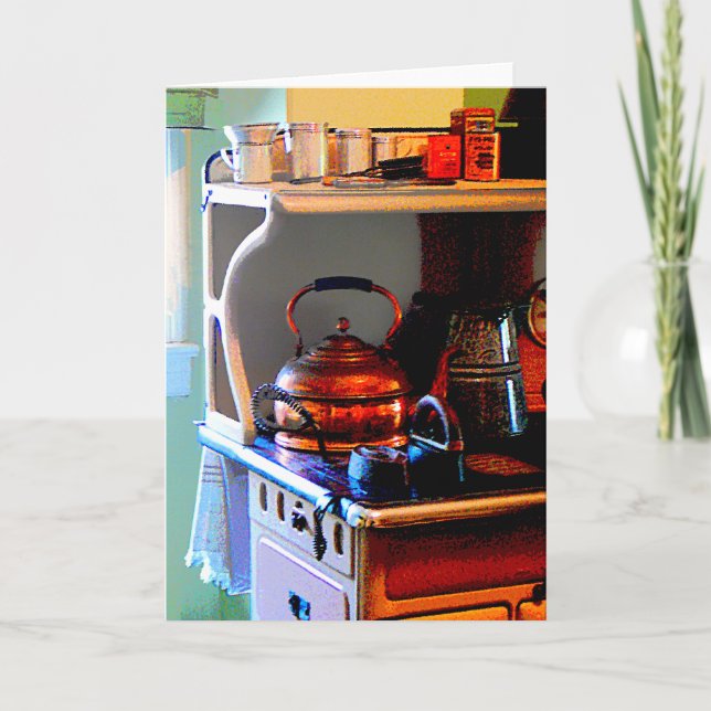 Copper Tea Kettle on Stove Card (Front)