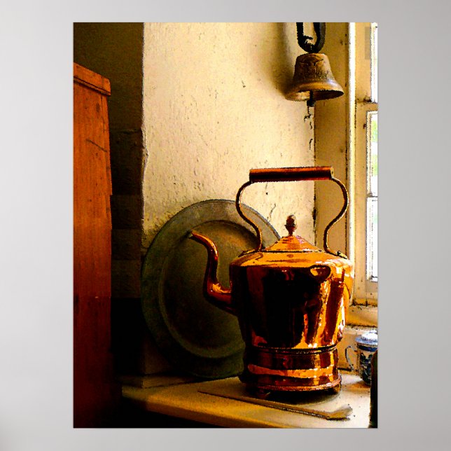 Copper Tea Kettle on Windowsil Poster (Front)