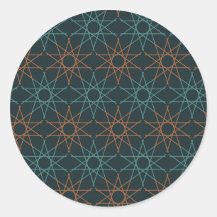 Copper Teal Geometry Classic Round Sticker