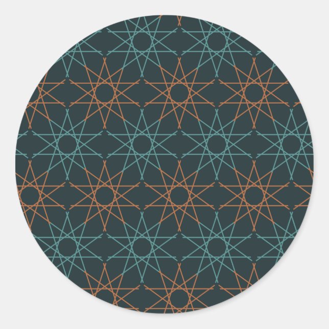 Copper Teal Geometry Classic Round Sticker (Front)