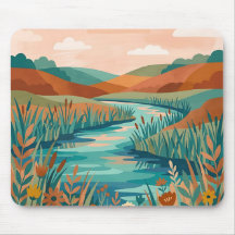 Copper & Teal Riverside Meadow Mousepad