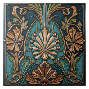 Copper Tendrils Ceramic Tile