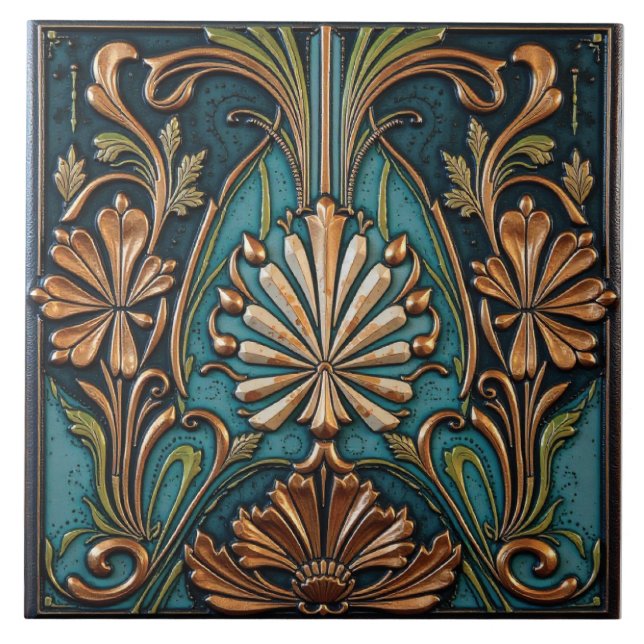 Copper Tendrils Ceramic Tile (Front)