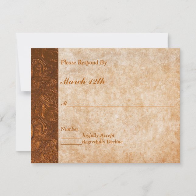 Copper Textkued Look Wedding Party RSVP Invitation (Front)
