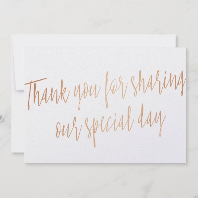 Copper "Thank you for sharing our special day" Thank You Card (Front)